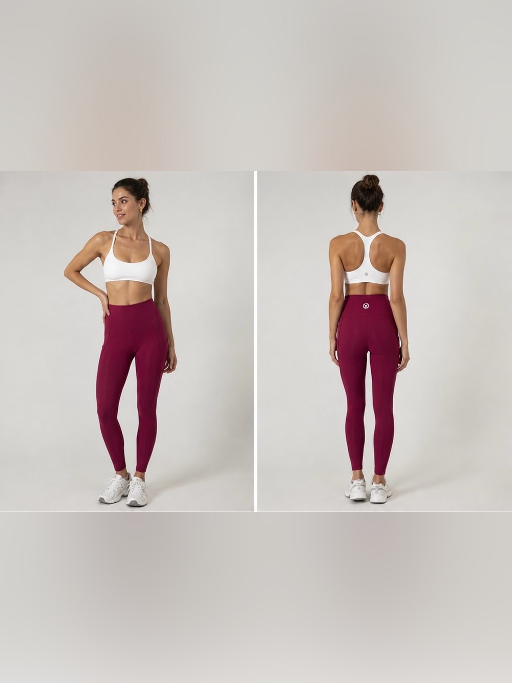 Bright Maroon Pocket Leggings Small Athleisure NWOT High Waist Full Length Activ